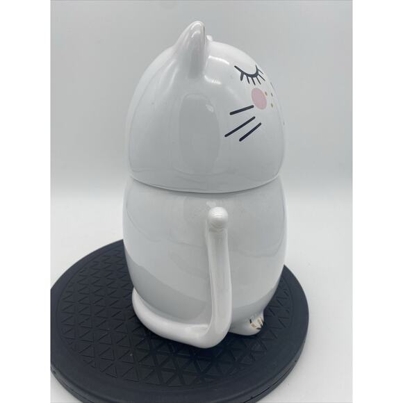 Design Clique White Cat Ceramic Treat Jar EUC - Picture 2 of 7
